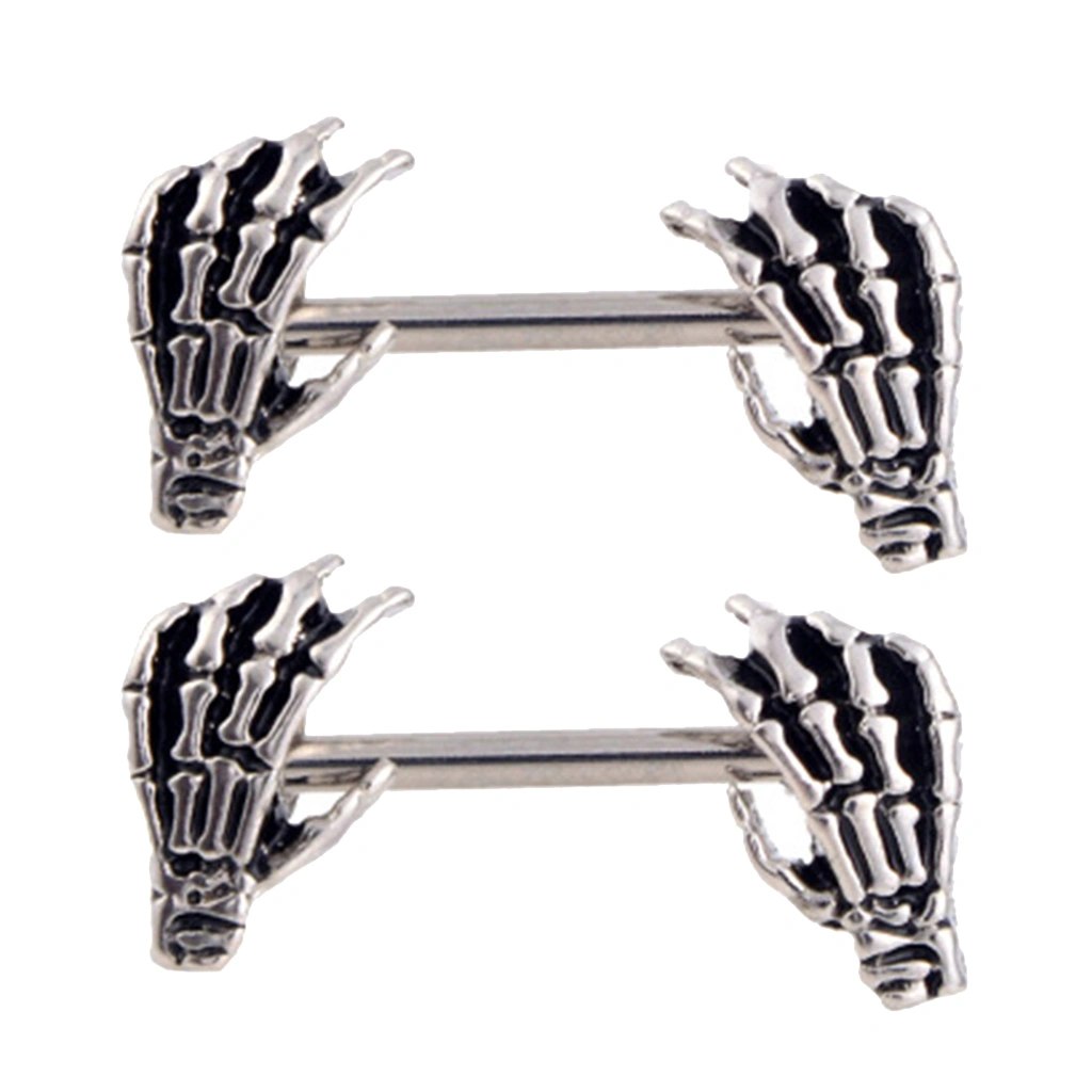 Stainless Steel Plating Skull Hands Nipple Ring