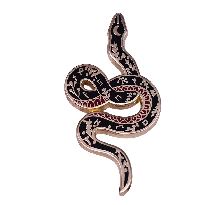 Floral Snake Lapel Pin Reptile Badge