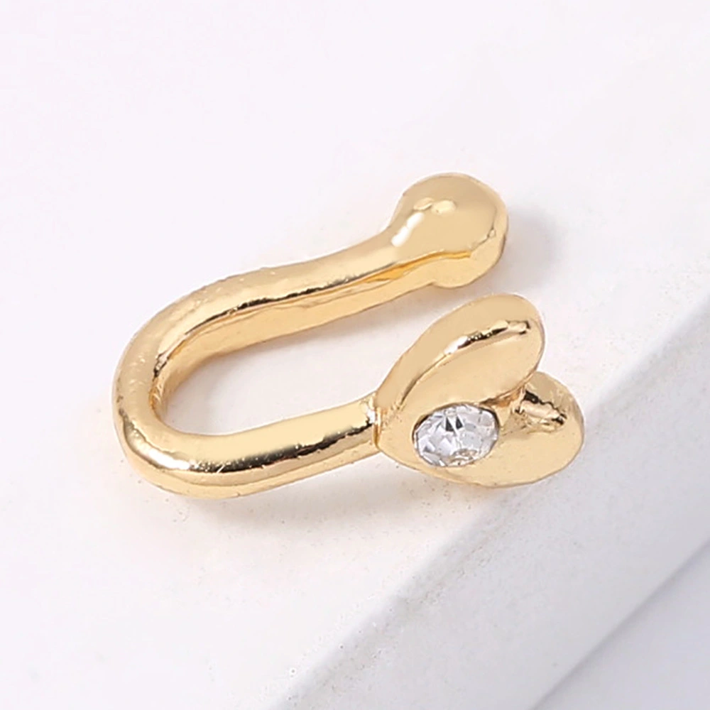 Personality Wind Love Piercing Heart-shaped False Nose Ring With Diamonds