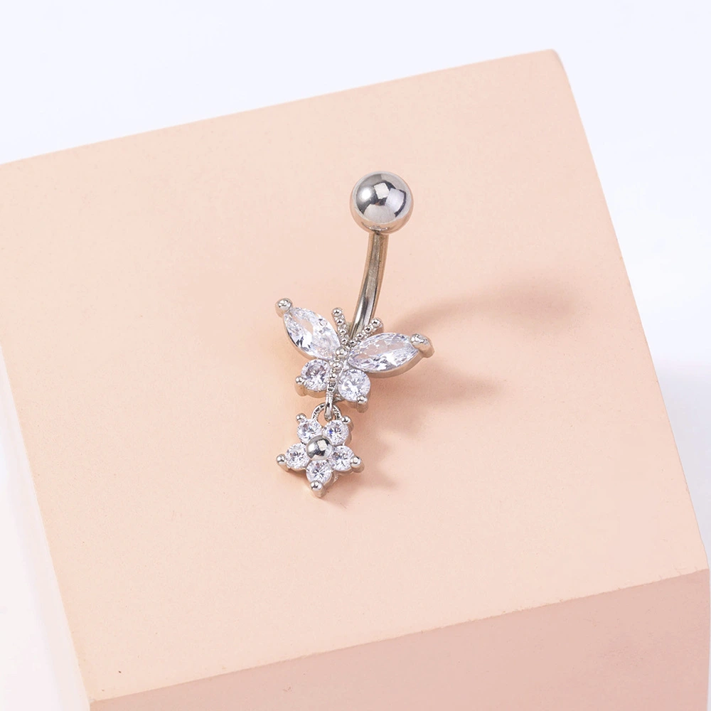 Micro-inlaid Butterfly Belly Button Piercing With Zircon