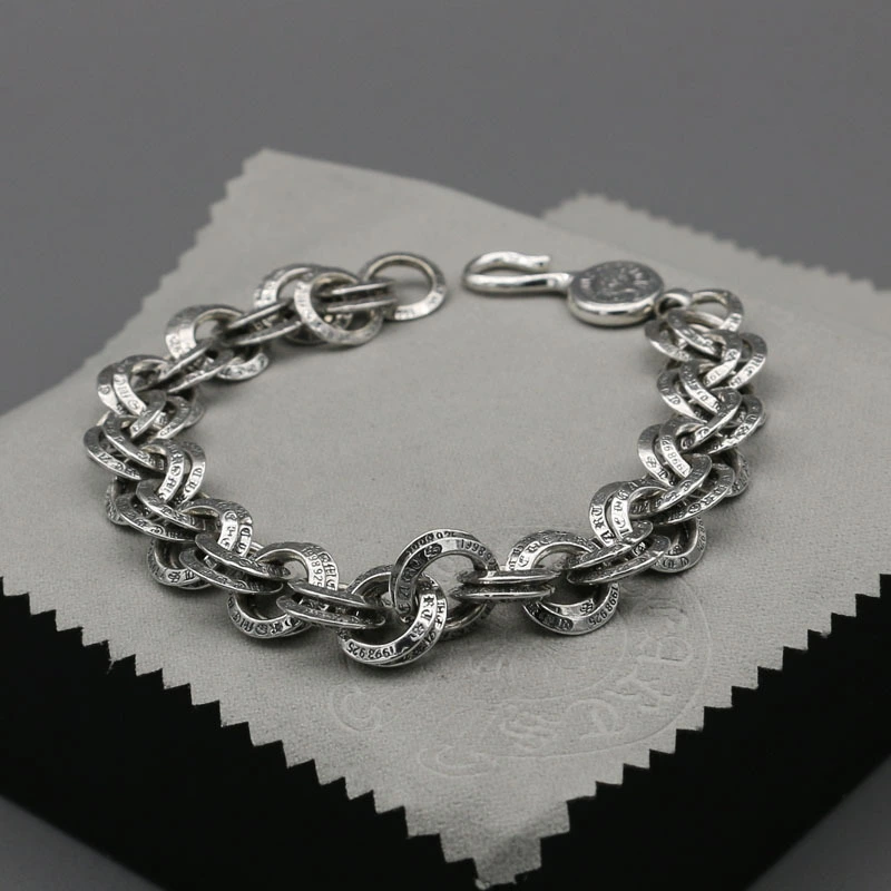 Punk Nightclub Vintage 925 Sterling Silver Ring Bracelet