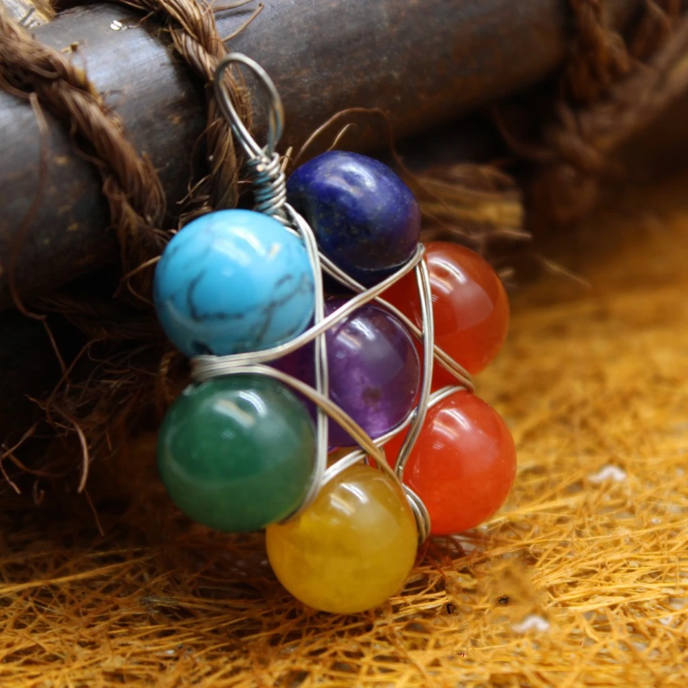 Ethnic Style Seven-color Small Flower Handmade Pendant Yellow Agate Jewelry