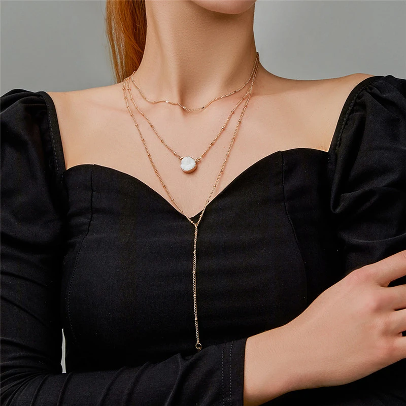 Fashion New Multi-layer Sequin Pendant Necklace Women