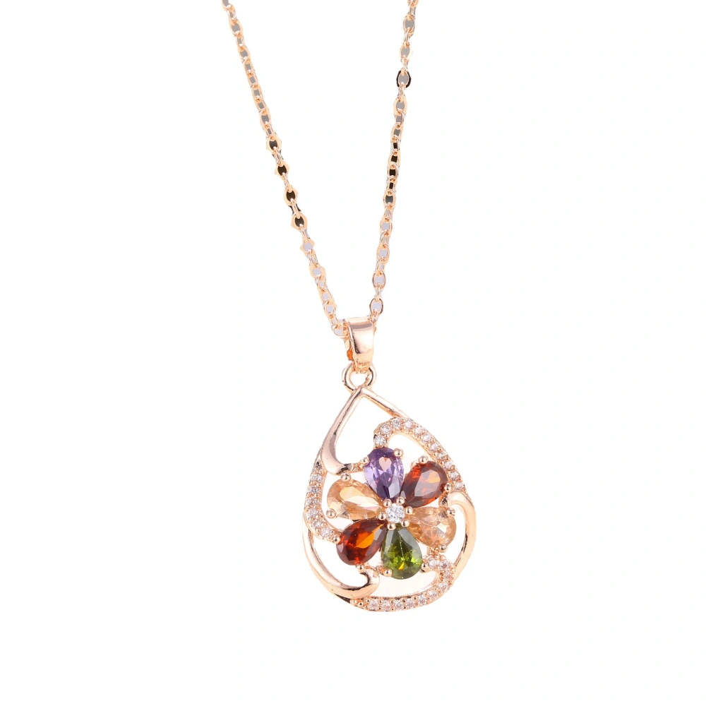 New Style Colorful Rose Gold Zircon Necklace Ladies Clavicle Chain