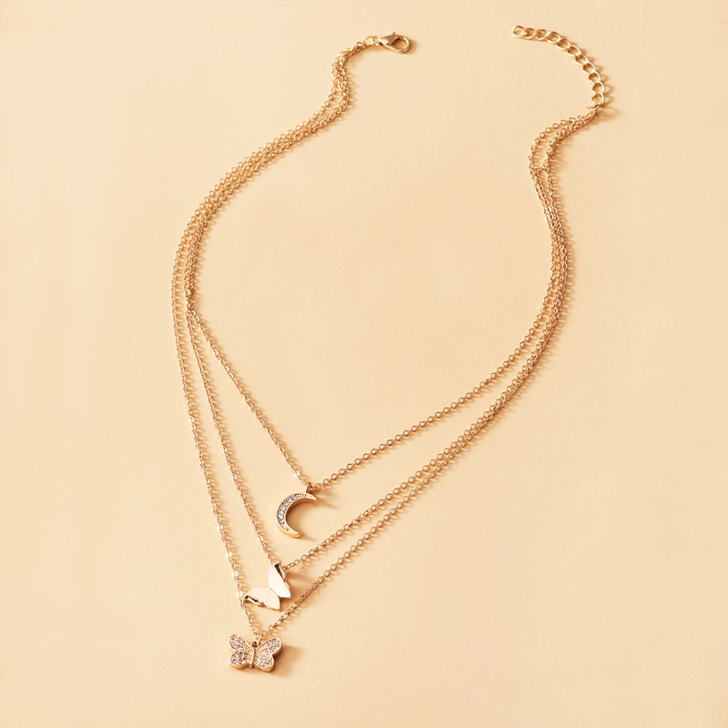 Personality Crystal Bow Pendant Necklace Women