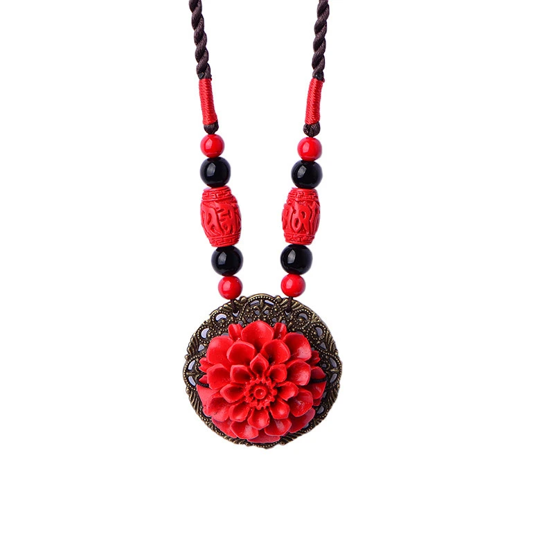 Flower Pendant Ethnic Style Necklace Clavicle Chain