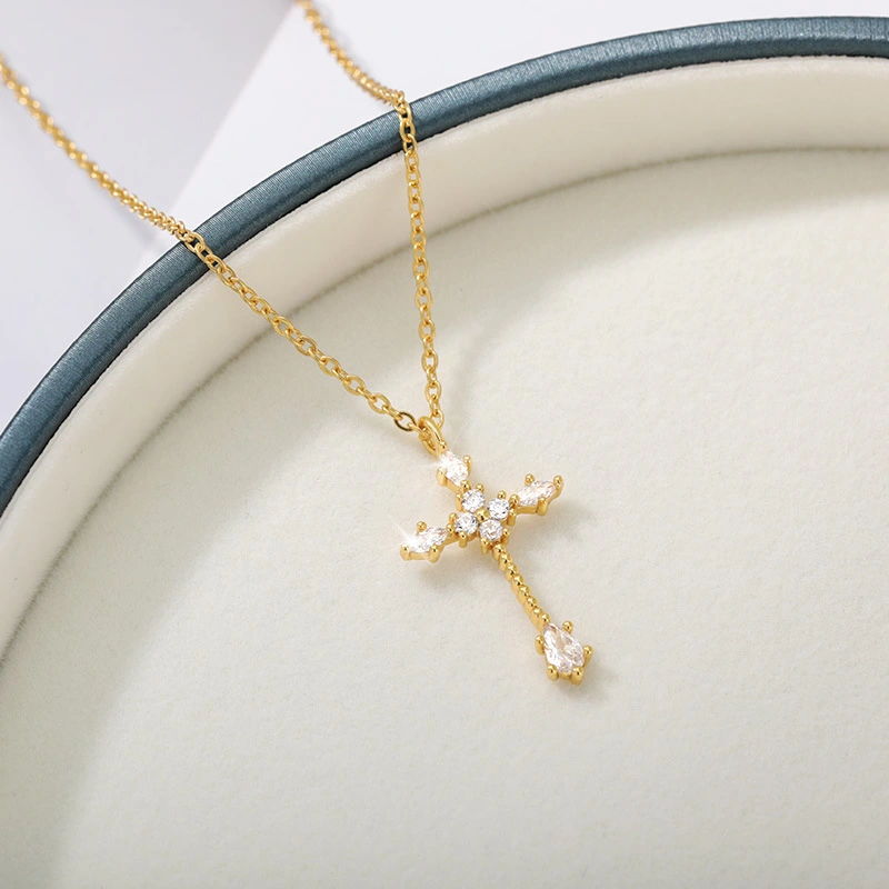 Cross-border Jewelry Copper Cross Inlaid With Zircon
