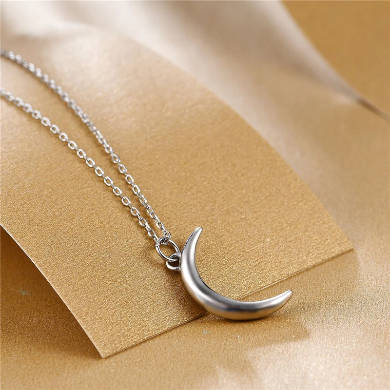 925 Sterling Silver Necklace Moon Design Gold Necklace