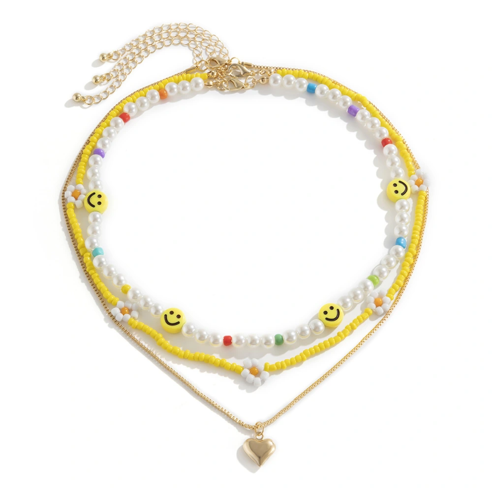 European And American Cross-border Vacation Rococo Smiley Face Imitation Pearl Necklace