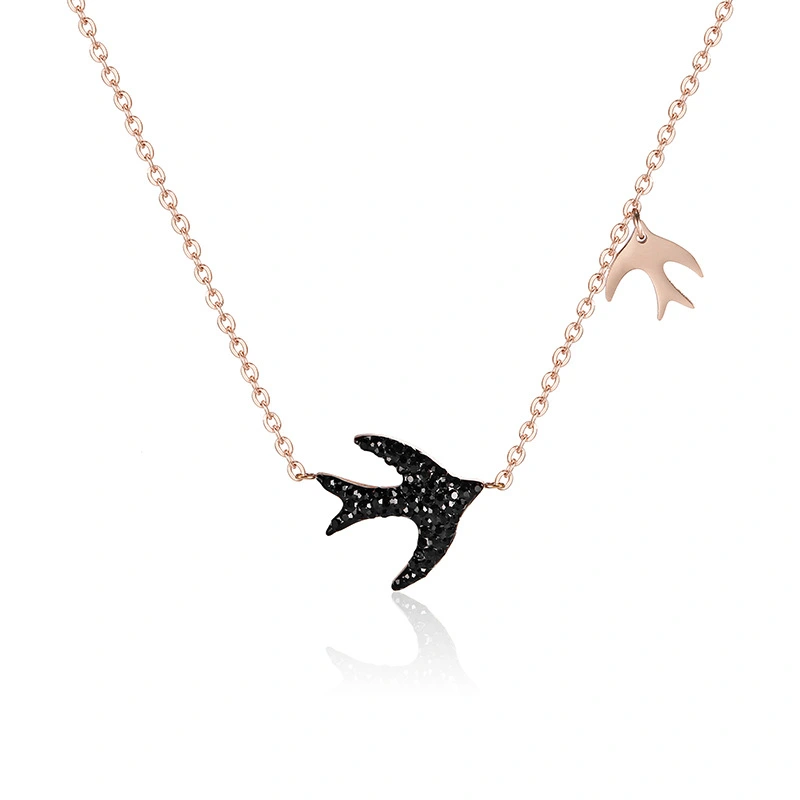 Sticky Diamond Black Swallow Clavicle Chain Women's Pendant