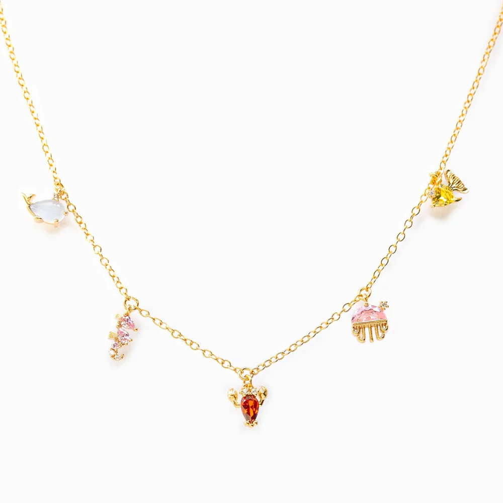 Beach Style Series Colored Zircon Ocean Animal Necklace