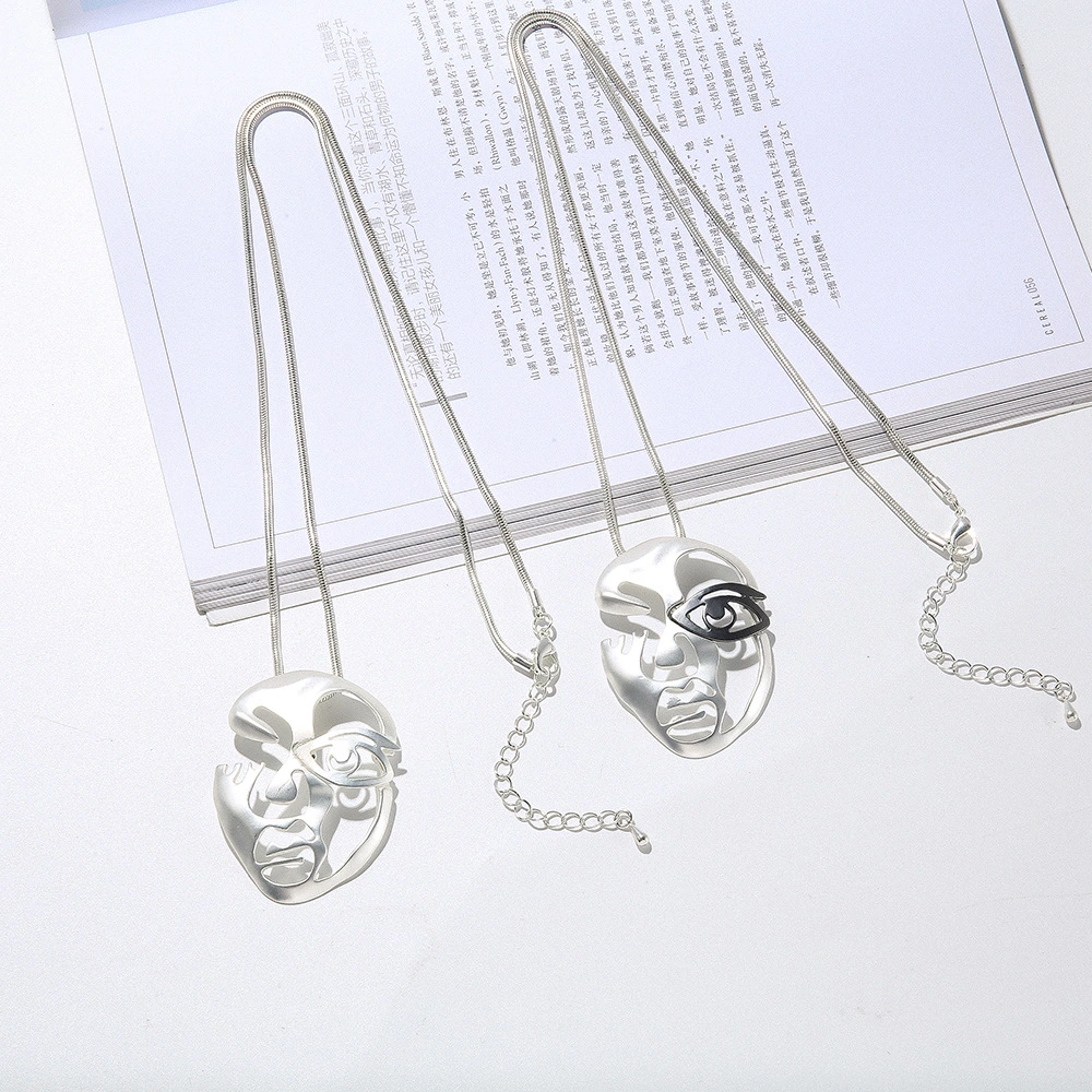 Simple Pendant Cold Wind Abstract Face Female Alloy Sweater Chain