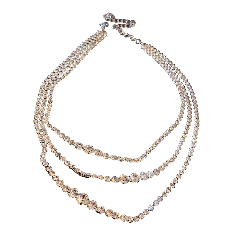 Multilayer Full Diamond Necklace Temperament Clavicle Chain