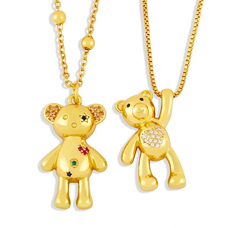 Cute Bear Necklace Niche Design Sense Light Luxury Ins Tide Clavicle Chain With Jewelry Nkw71