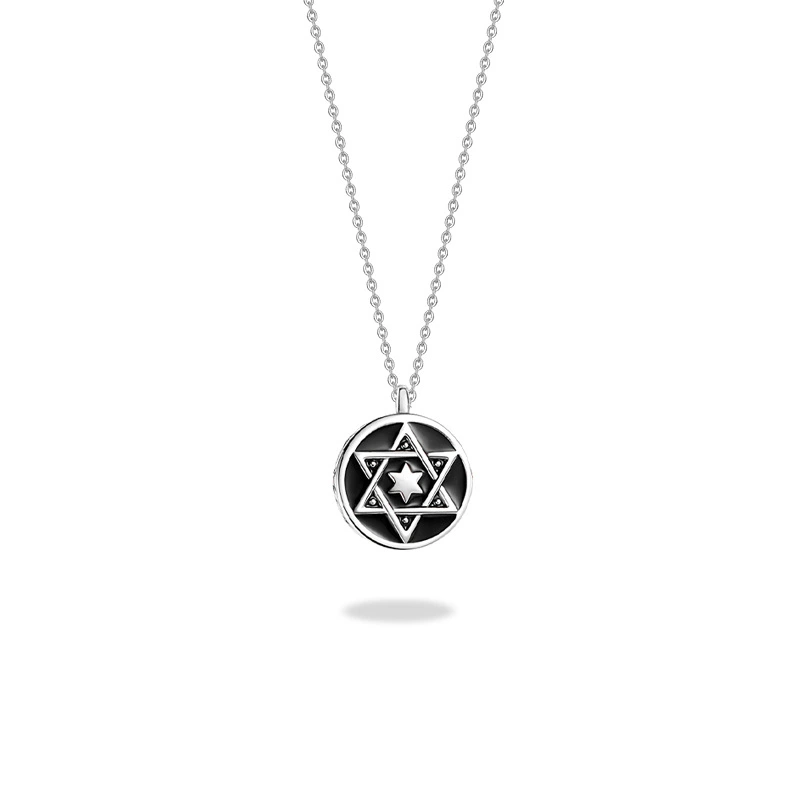 Original Six Pointed Star Couple Necklace Set Sterling Silver Korean Fashion