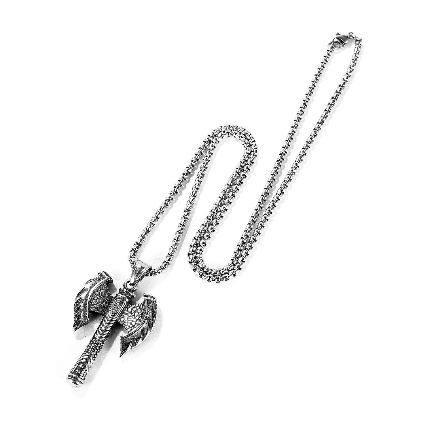 Vintage Battle Axe Pendant Men's Titanium Steel Axe Necklace