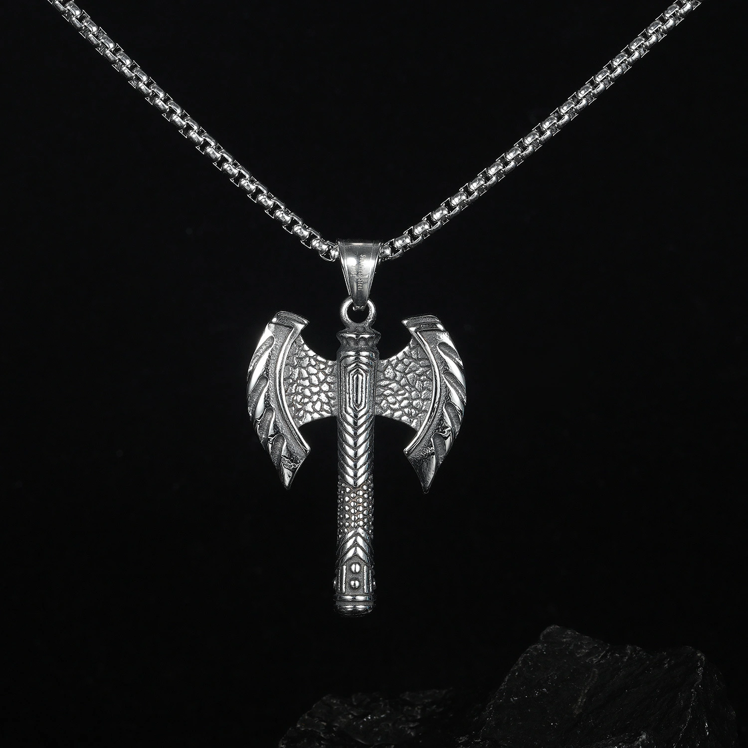 Vintage Battle Axe Pendant Men's Titanium Steel Axe Necklace