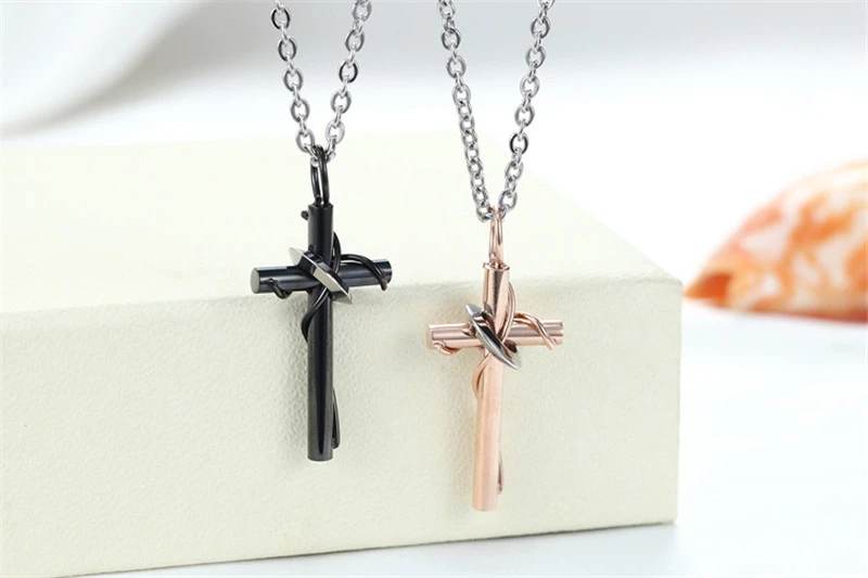 Pure Steel Matching Chain Black Gold Love Collection Cross Titanium Steel Couple Necklace