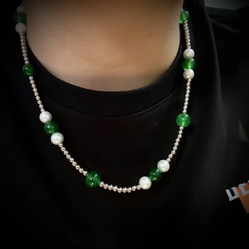 Synthesize The Same Green Stone Pearl Necklace