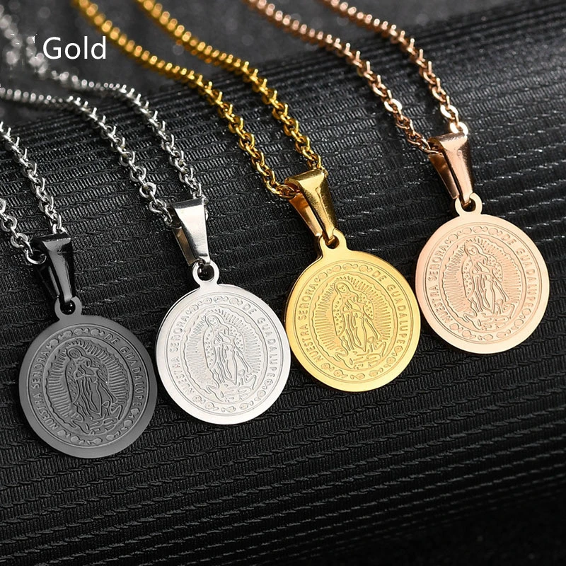 Simple Retro 18k Gold Double-sided Medal Coin Pendant Necklace