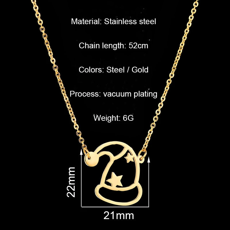 Simple Hollow Star Stainless Steel Christmas Hat Necklace Fine Polished