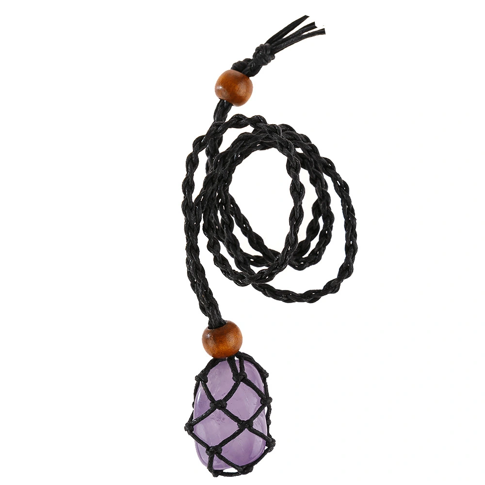 Labradorite Natural Stone Pendant Wrap Braid Necklace Macrame
