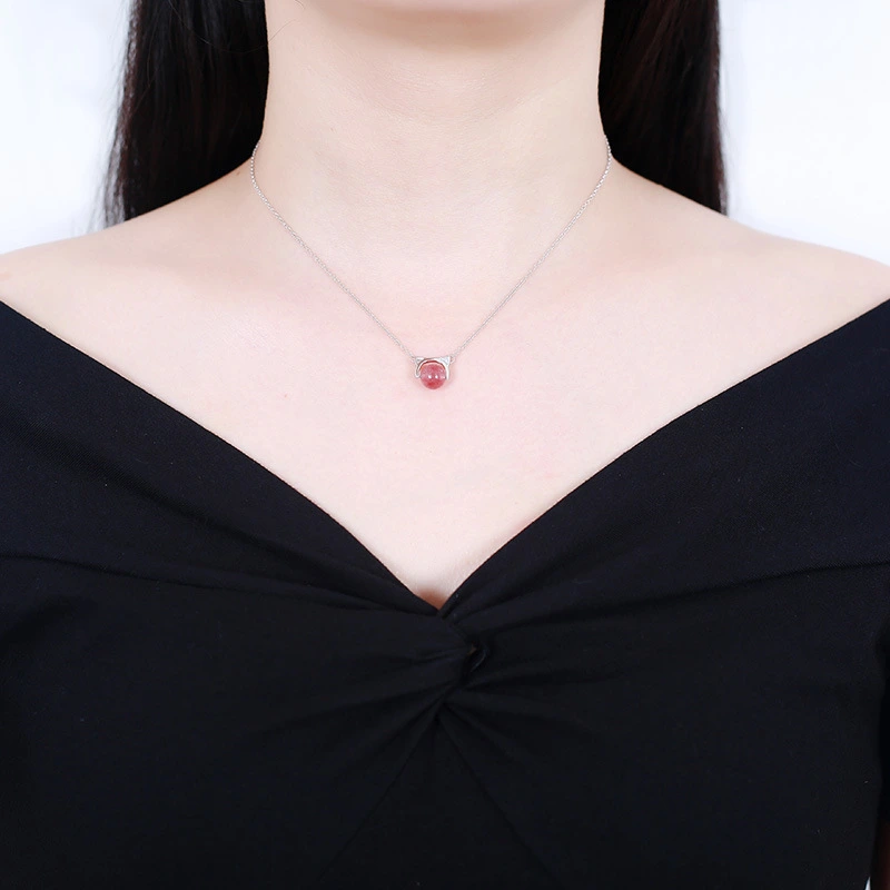 Sterling Silver Clavicle Chain Female Sweet Crystal Necklace