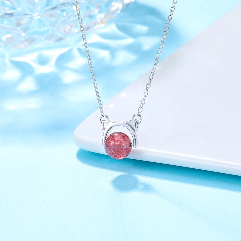 Sterling Silver Clavicle Chain Female Sweet Crystal Necklace