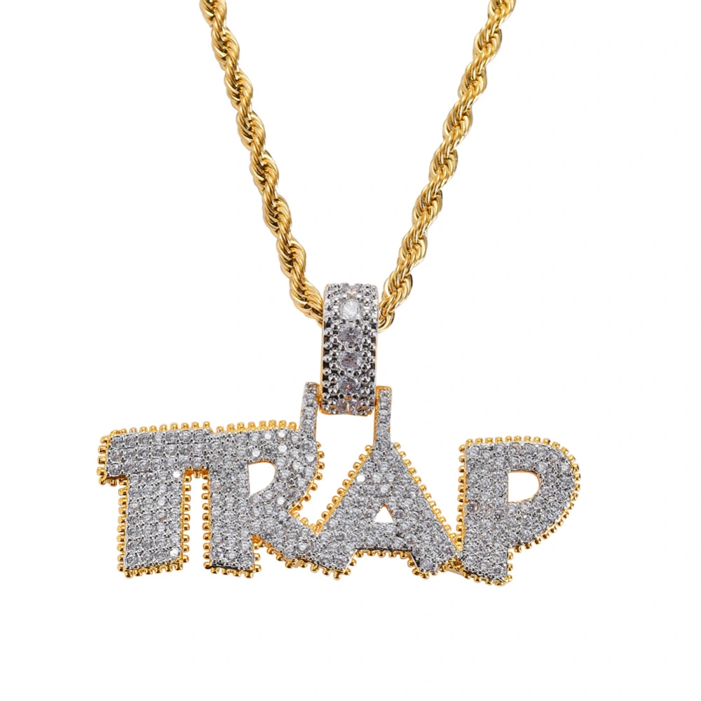 TRAP Pendant Personality Letter Pendant Copper Inlaid Zircon Hip-hop Necklace