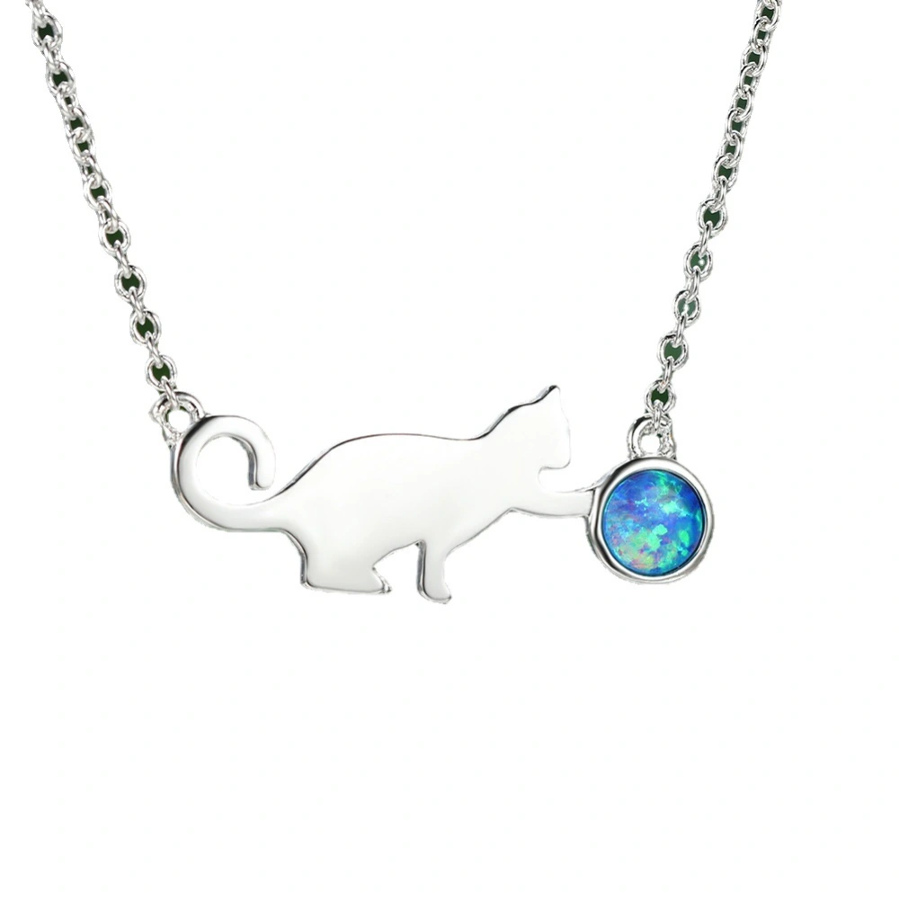 Cat Playing Ball Necklace Cartoon Cute Design Sense Necklace