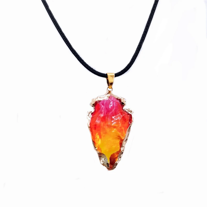 European And American Natural Semi-precious Stone Crystal Triangle Pendant