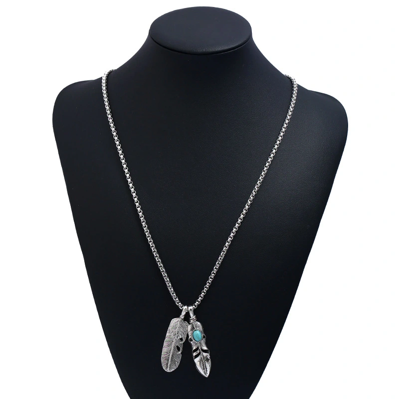 Feather Necklace Leaf Eagle Claw Pendant Sweater Chain