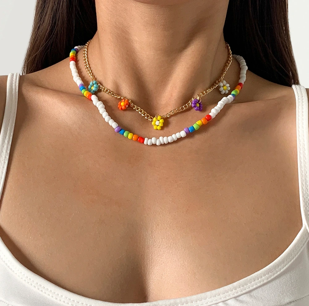 Sweet Cool Ins Woven Beaded Rice Bead Necklace