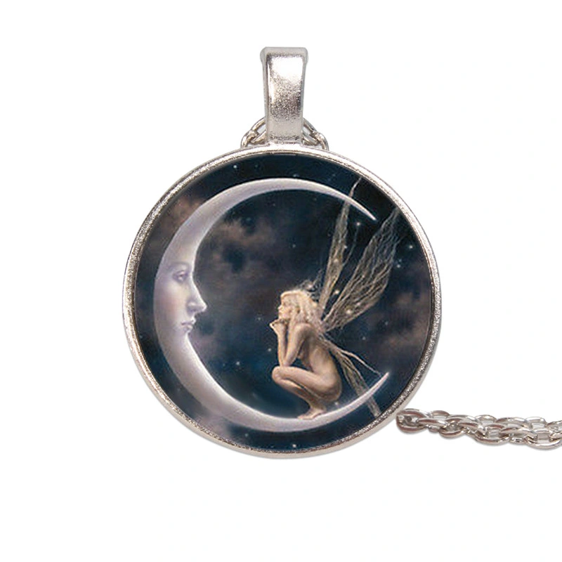 Moon Angel Time Gemstone Necklace