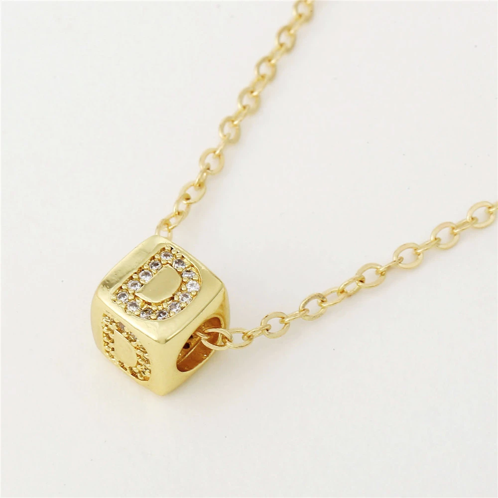 Fashion Copper Inlaid Zircon Dice Necklace Necklace