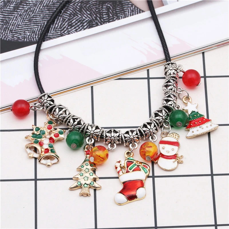 Agate Bead DIY Pendant Snowman Necklace