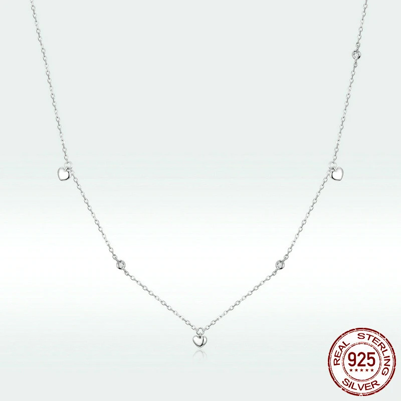 Simple Heart-shaped S925 Sterling Silver Necklace