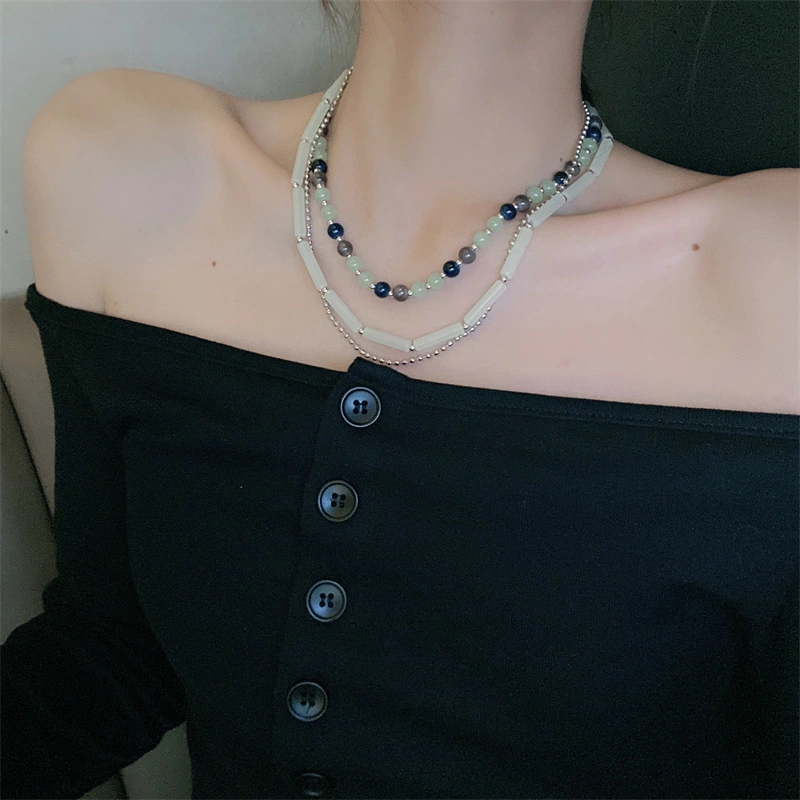 High Sense Jade Multi-layered Wear Chain Necklace Clavicle Chain Temperament Necklace Female