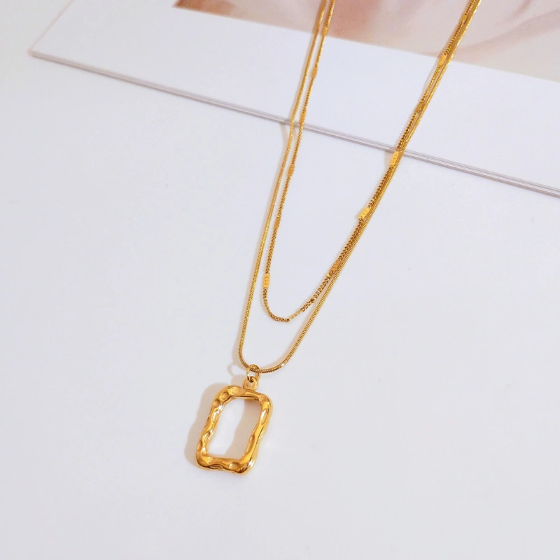 Double-layer Geometric Pendant Necklace Female Ins Simple Hip-hop Cold Wind