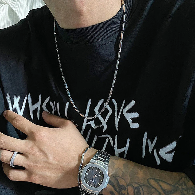 Diamond Stick Chain Simple Cuban Necklace Male Trendy Hip-hop Wild Female Clavicle Chain