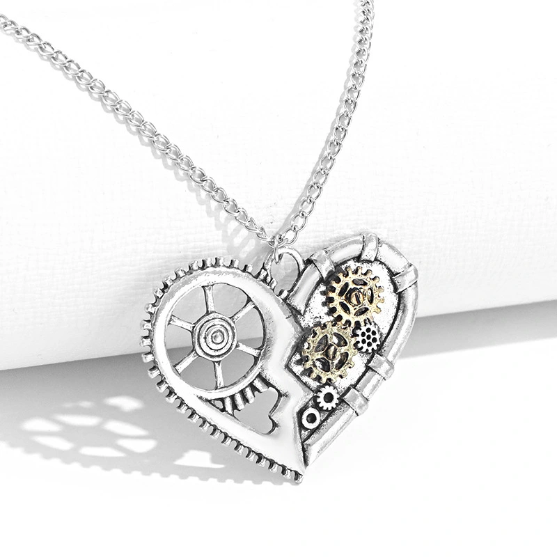 Steampunk Heart-shaped Mechanical Gear Necklace