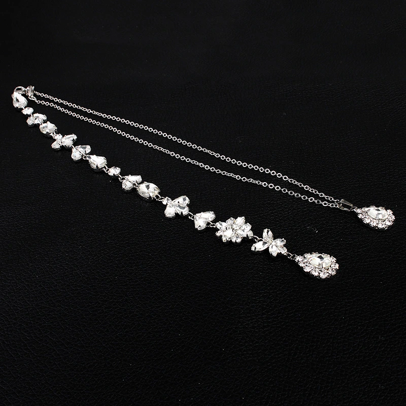 Simple Diamond-studded Long Back Chain Necklace