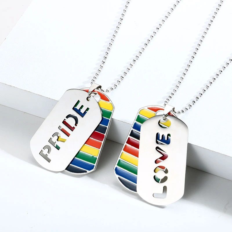 LGBT Pride Love Rainbow Double Layer Pendant Necklace