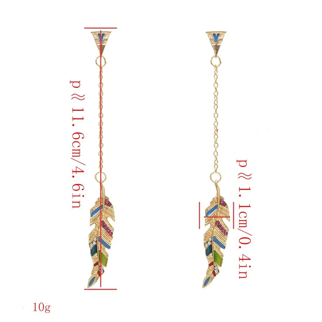 Diamond Leaf Long Earrings Simple And Versatile Popular Street Earrings