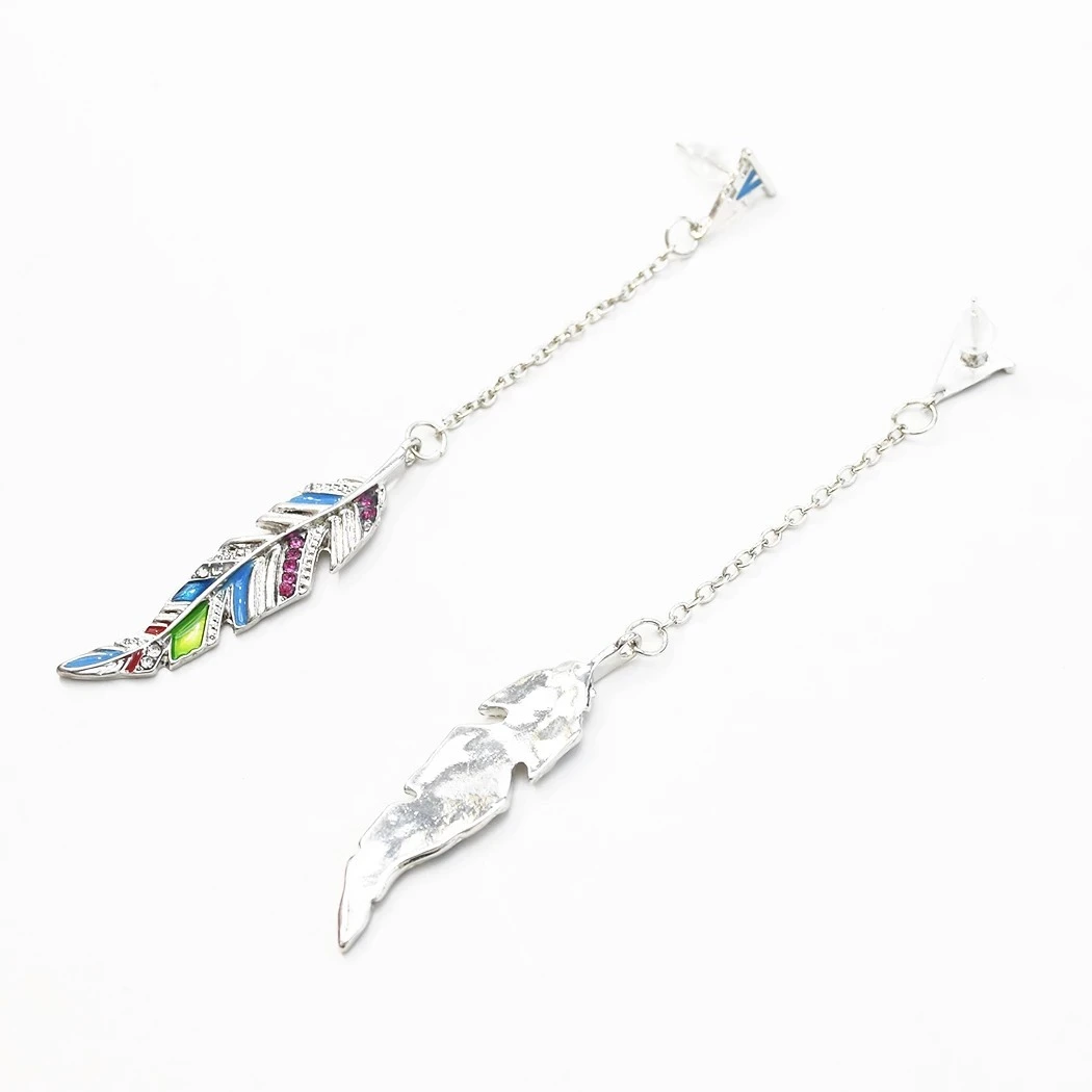 Diamond Leaf Long Earrings Simple And Versatile Popular Street Earrings