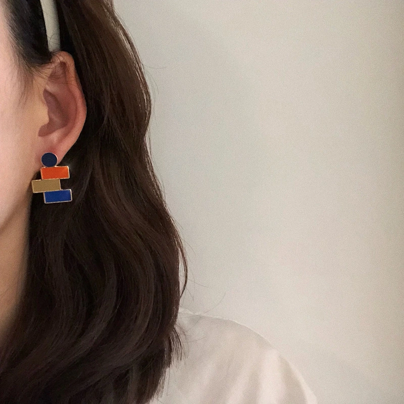 Striped Irregular Stud Earrings Vintage Mondrian Stud Earrings