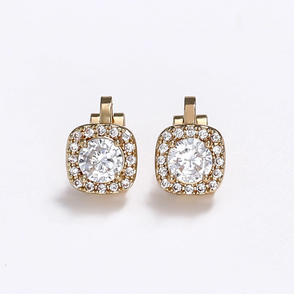 Diamond Square Gold-plated Earrings Women's Simple Temperament Without Pierced Ear Clips