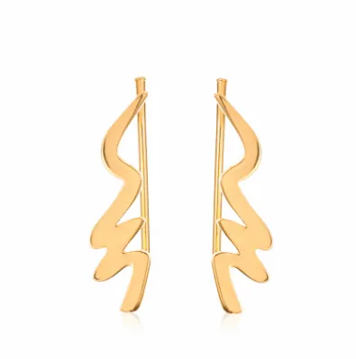 European And American Geometric Hollow Zigzag Ear Hooks