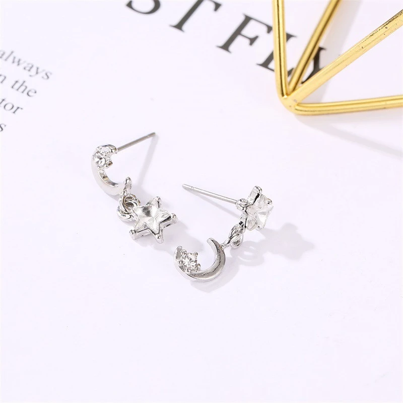 Korean Style Sweet Asymmetric Earrings Female Classic Five-pointed Star