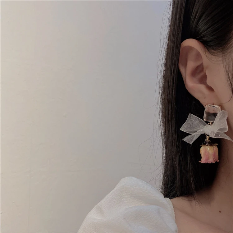 Net Red Girl  Flower Earrings Earrings